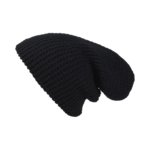 Soft Knitted Oversize Beanie Hat - Black