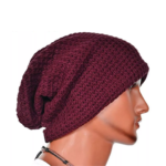 Soft Knitted Oversize Beanie Hat - Wine Red