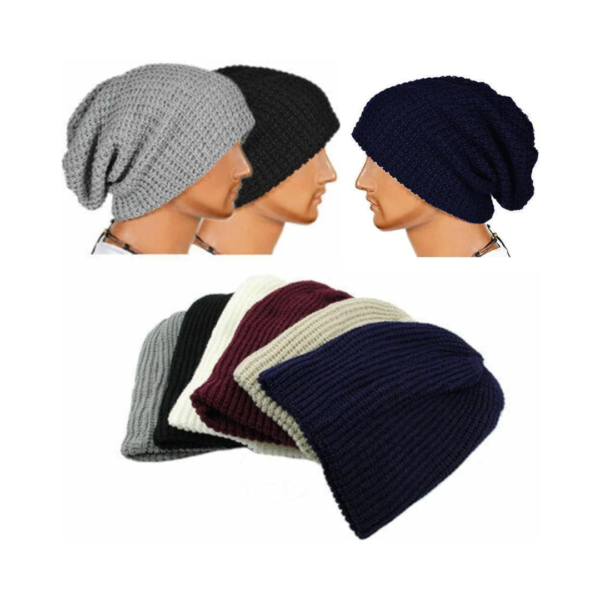 Soft Knitted Oversize Beanie Hat - Beige