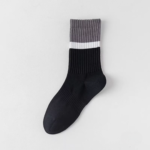 Crew cotton stripe Unisex Socks - Charcoal Gray/Black