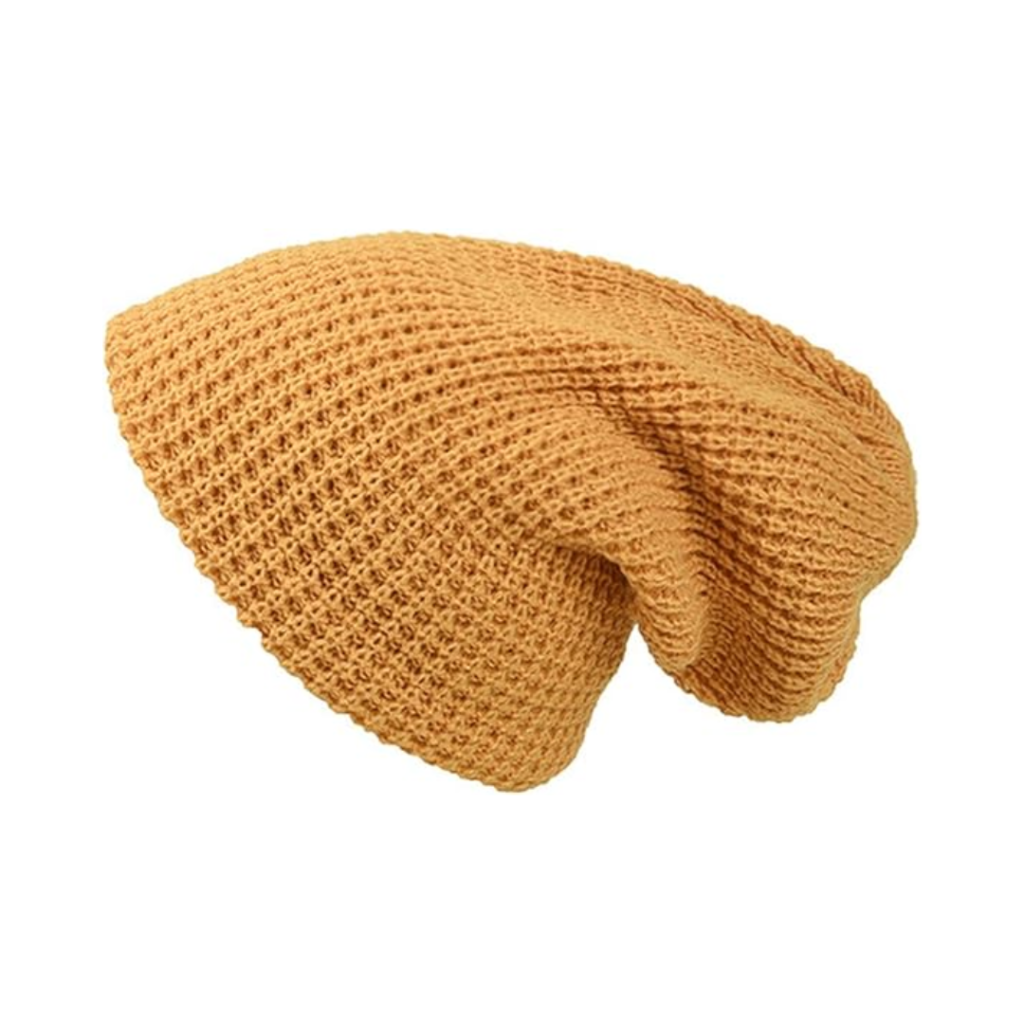 Soft Knitted Oversize Beanie Hat - Yellow