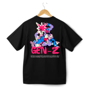 Gen-Z Round Neck Half Sleeve T-Shirt - Black