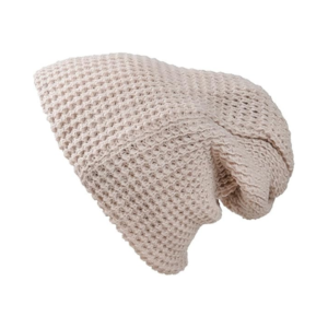 Soft Knitted Oversize Beanie Hat - Beige