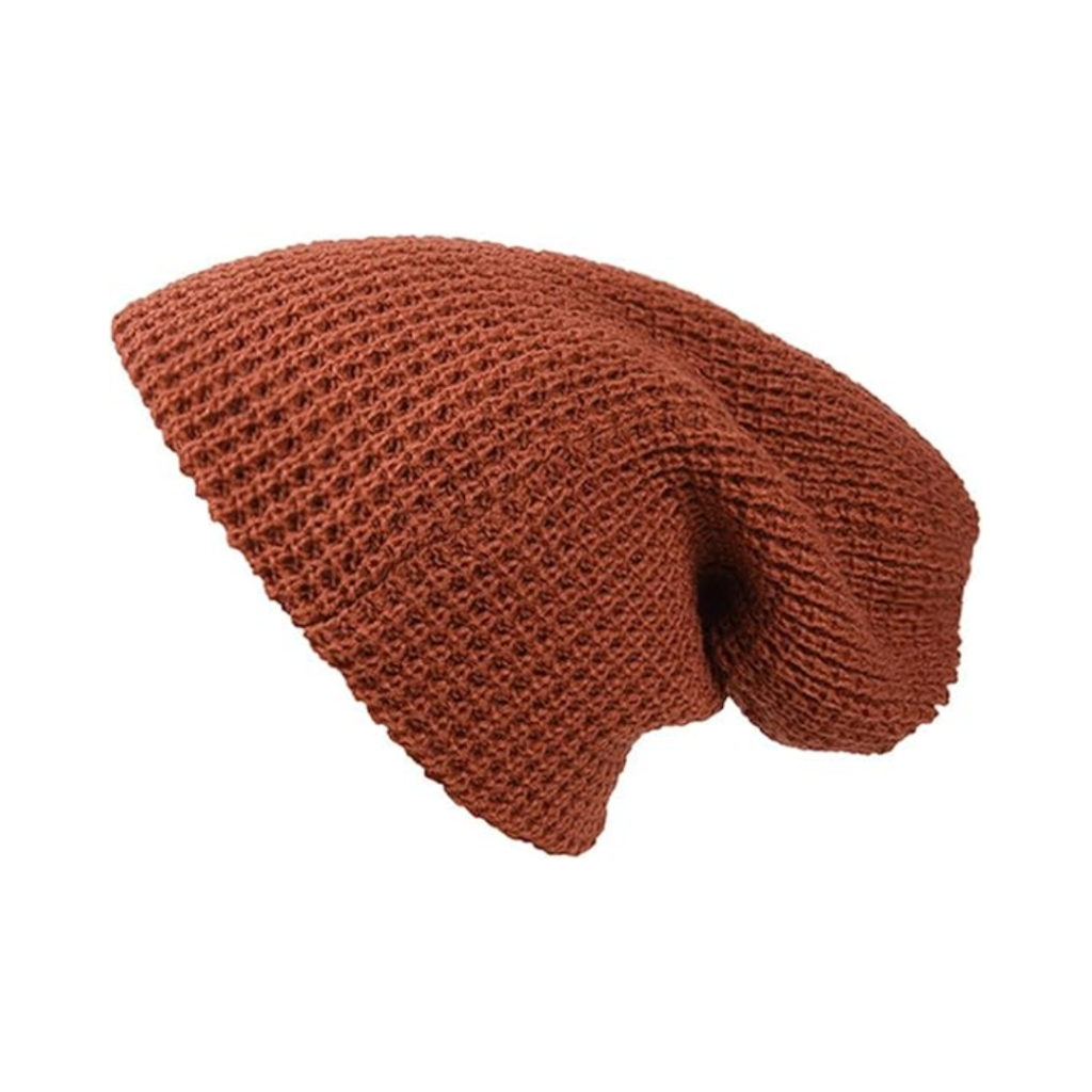 Soft Knitted Oversize Beanie Hat - Rustic Red