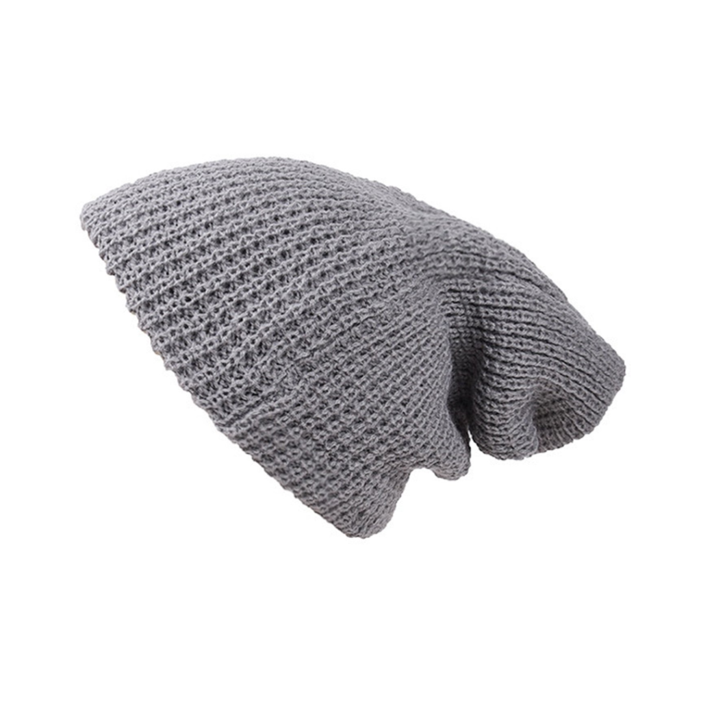 Soft Knitted Oversize Beanie Hat - Gray