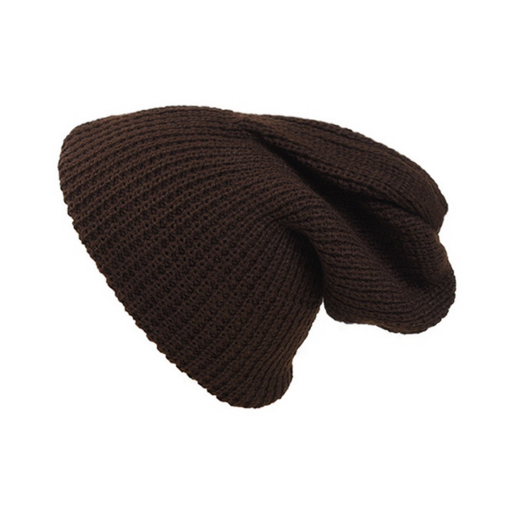 Soft Knitted Oversize Beanie Hat - Brown