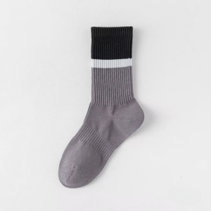 Crew cotton stripe Unisex Socks - Black/Charcoal Gray