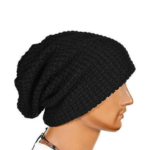 Soft Knitted Oversize Beanie Hat - Black